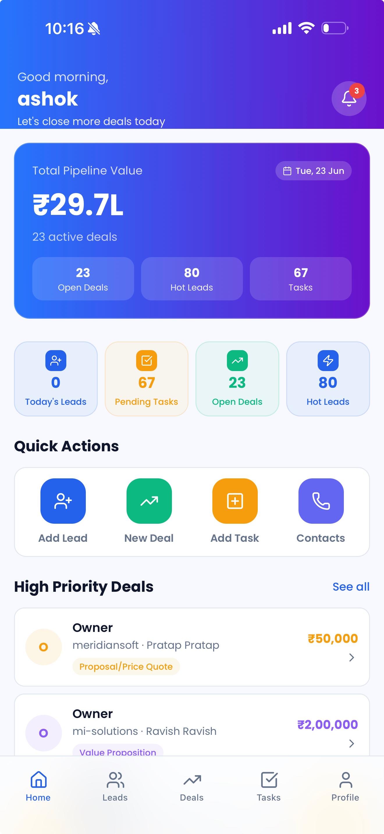 CRM Dashboard