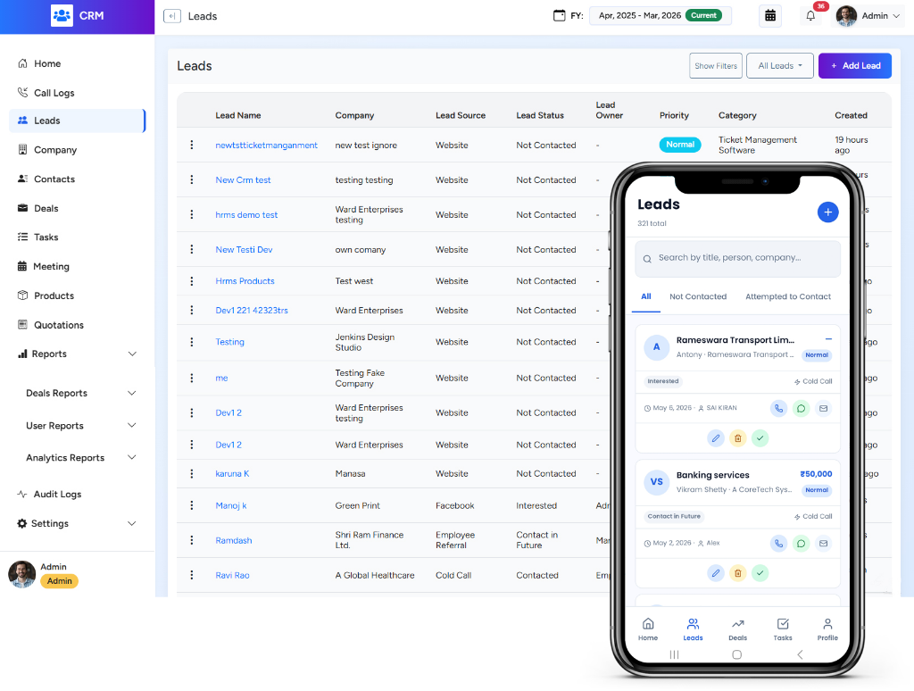 CRM Sync Overview Mockup
