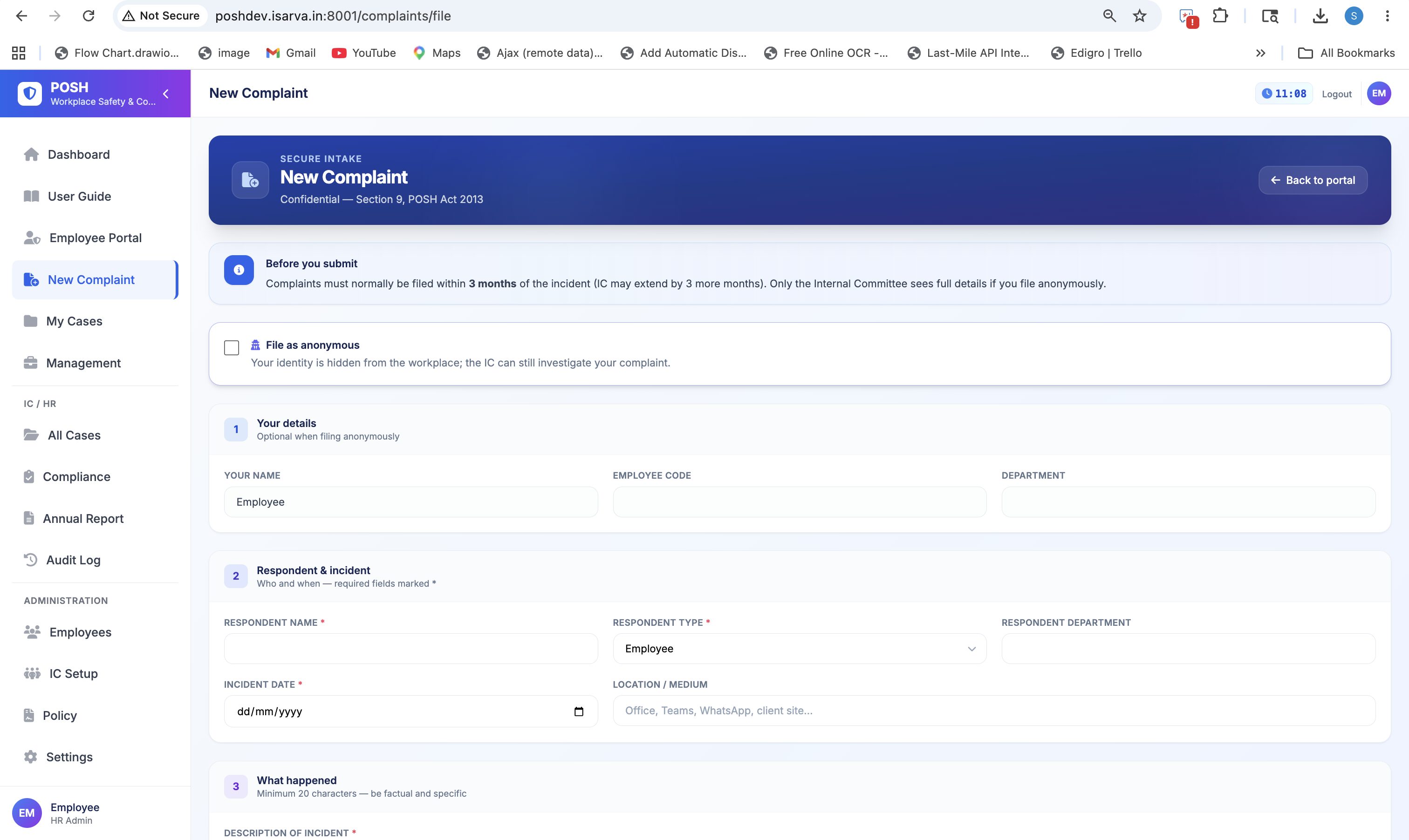 New Complaint preview