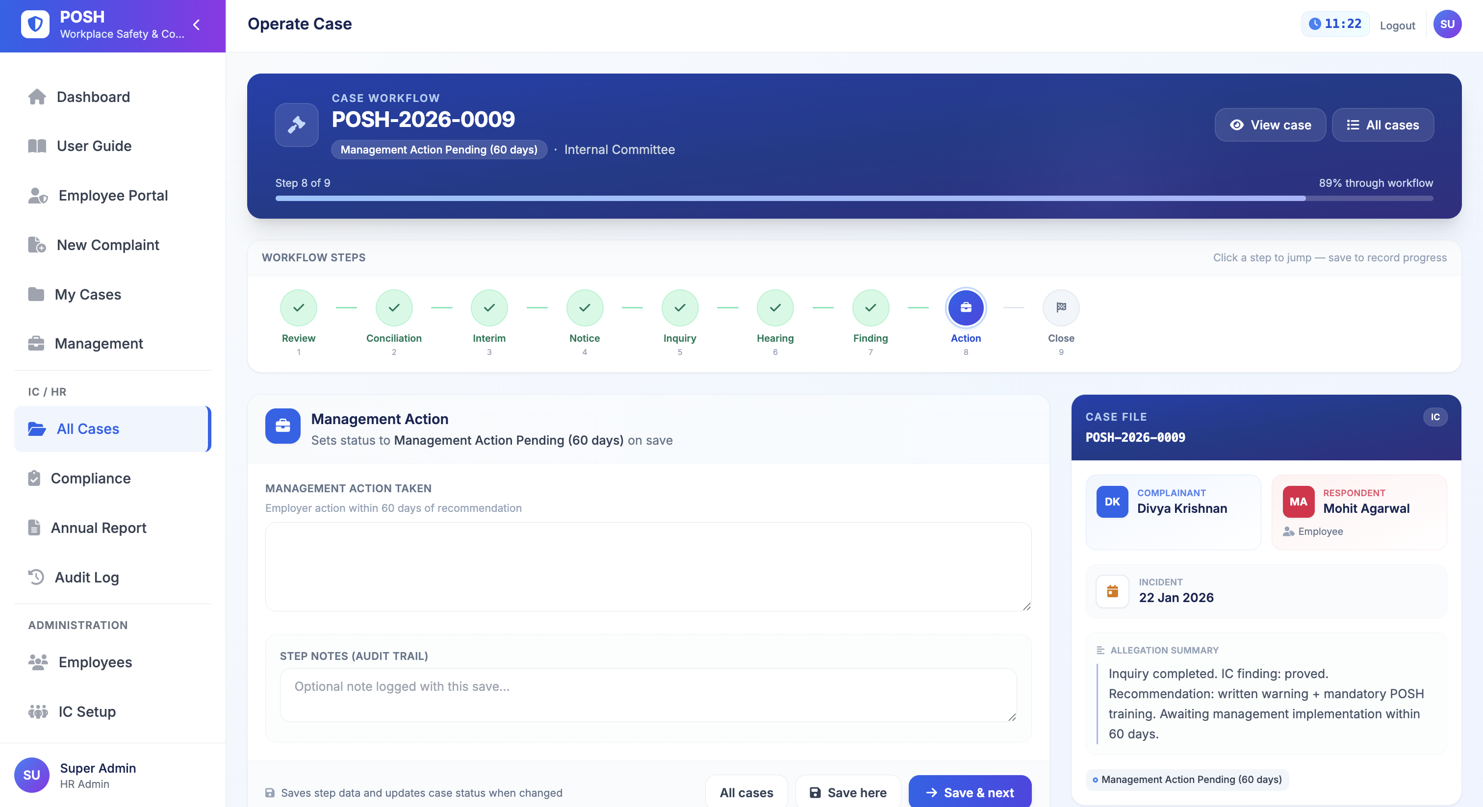 Employer action preview